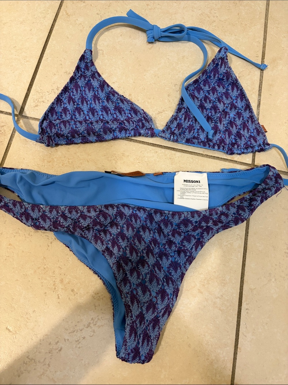 Missoni Blue & Purple Textured Triangle Bikini